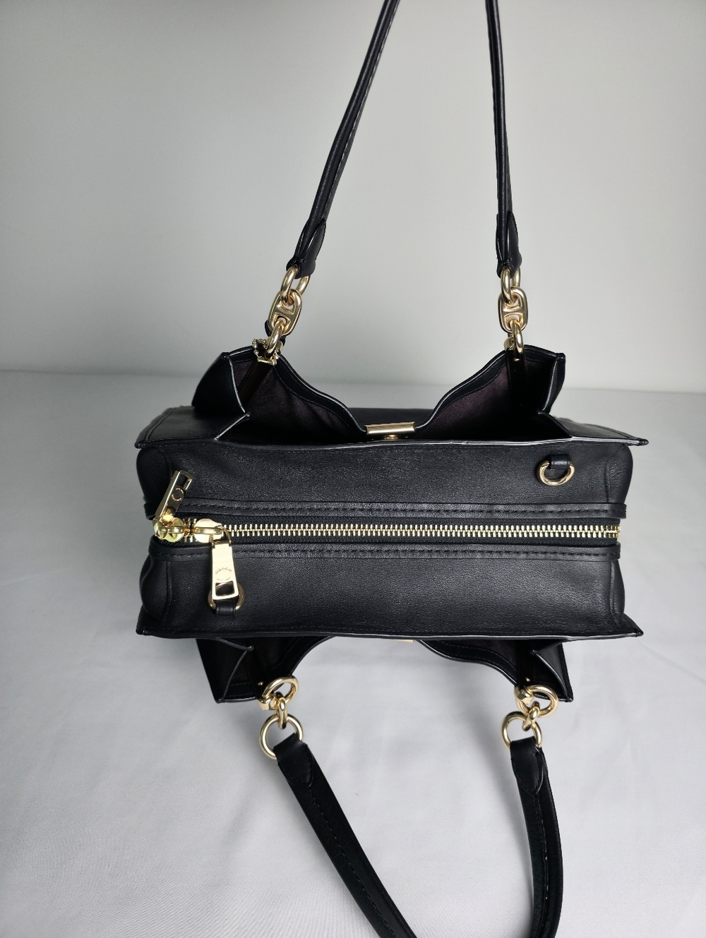 Coach Dreamer 36 Satchel Smooth Black Leather Large Shoulder Carryall Brass - Picture 6 of 16